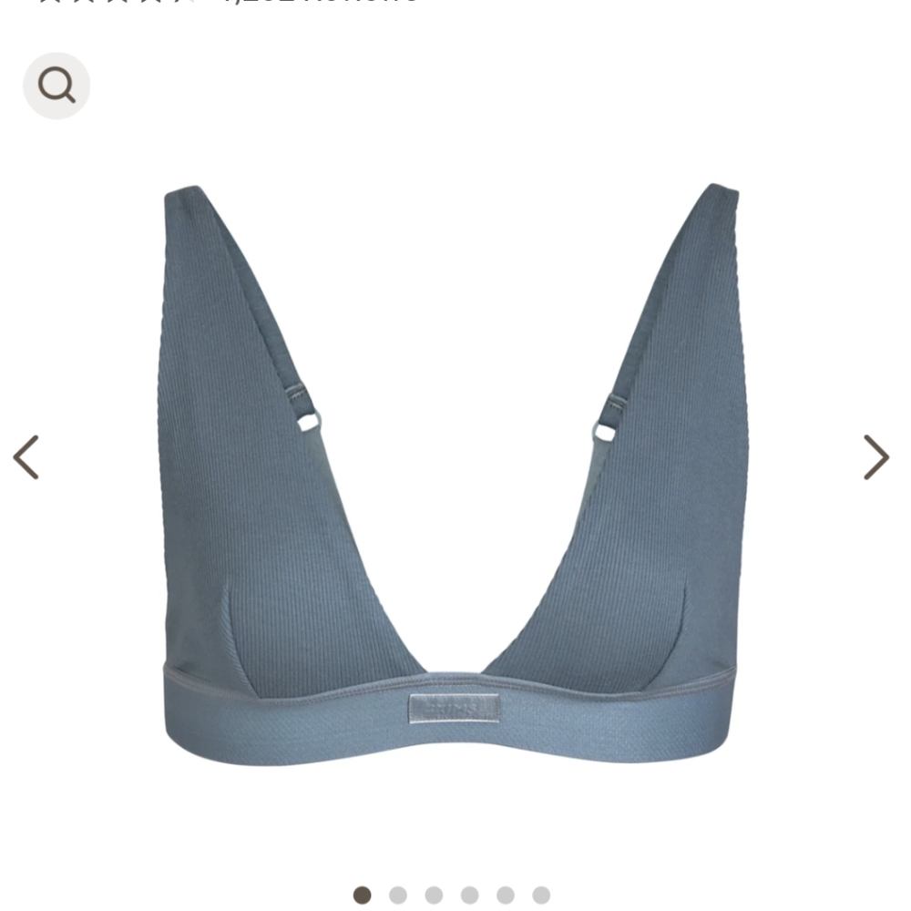 Skims, Cotton Rib Cotton Plunge Bralette, Size 2X, Color Kyanite